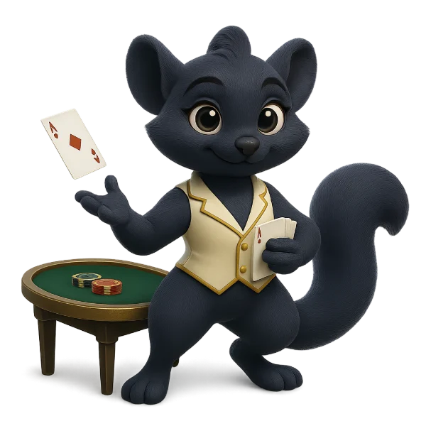 FaFa29 casino host tossing a playing card beside a card table